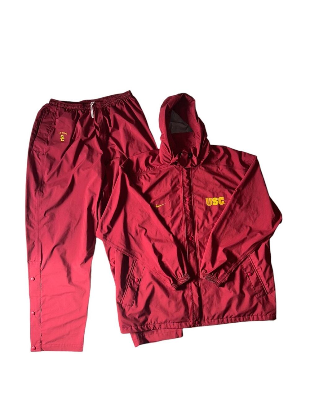 Vtg Nike Team Issued NCAA USC Trojans Warmup Jacket & Wind Pants Dugout Y2K XXL